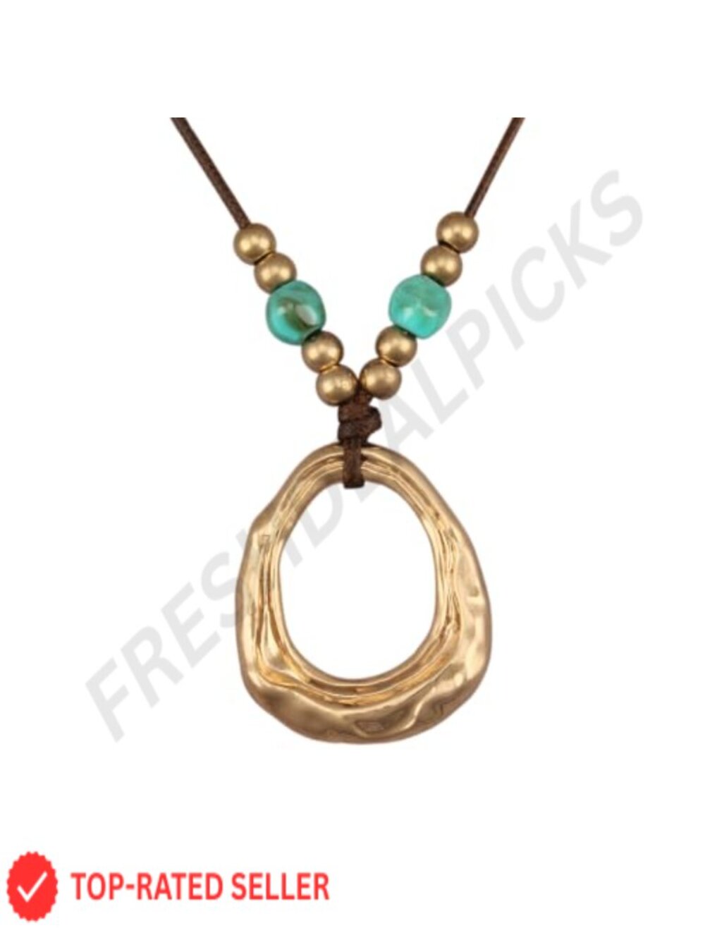 Chunky Boho Circle Pendant Wax Cord Necklace for Women